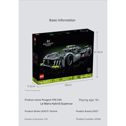 LEGO 42156 Peugeot Super Sports Car Building Blocks Set