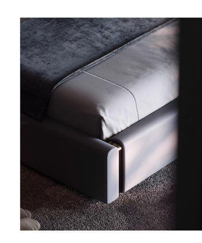 Italian Luxury Leather King Size Bed with Wide Headboard