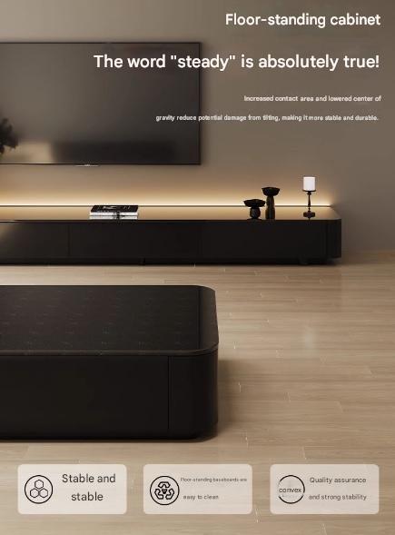 Luxury Floor Standing Glass TV Cabinet with Storage Drawers
