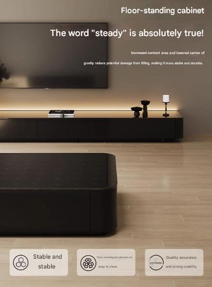 Luxury Floor Standing Glass TV Cabinet with Storage Drawers