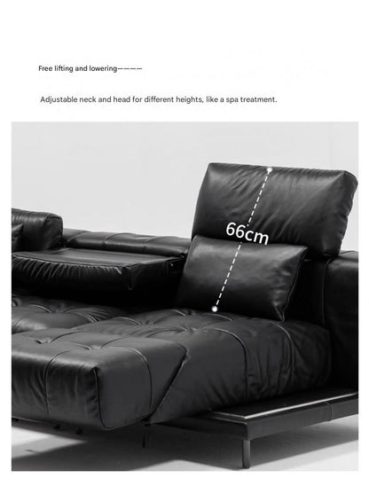 Modern Leather Lounge Sofa With Adjustable Backrest