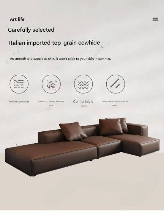Luxury L-Shaped Leather Floor Sofa Set