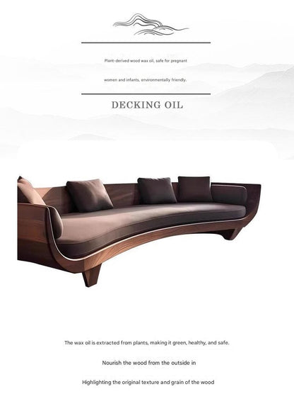 Luxury Curved Wooden Sofa with Cushions