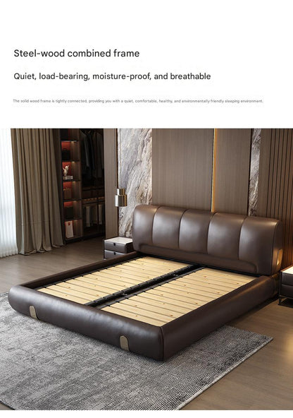 Italian Luxury Leather Sand Dune Double Bed