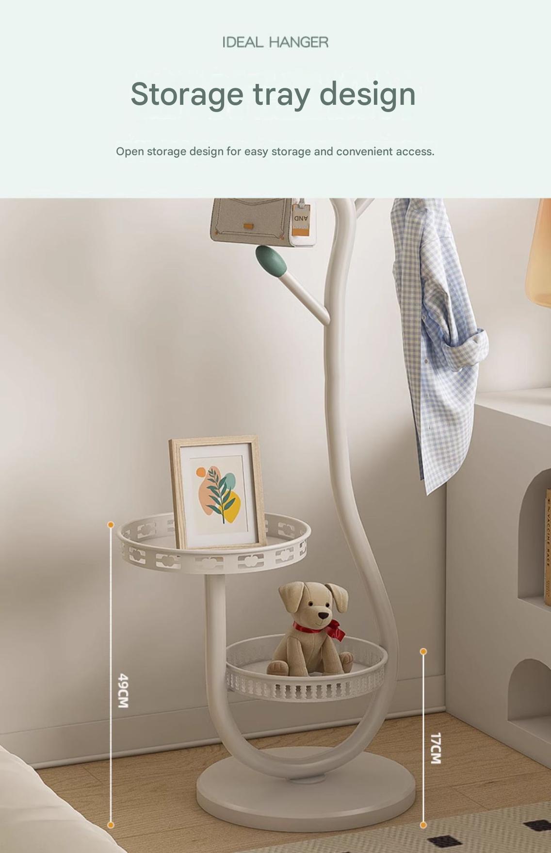 Luxury MultiFunctional Floor Standing Clothes Rack with Dual Tray