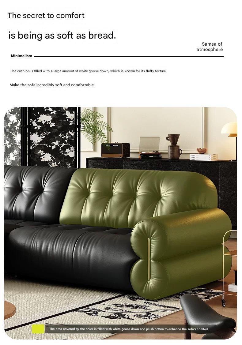 Retro Brown Sugar Cloud Electric Retractable Leather Sofa