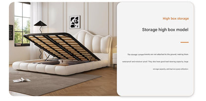 Luxury Leather Double Bed with Tufted Headboard and Storage
