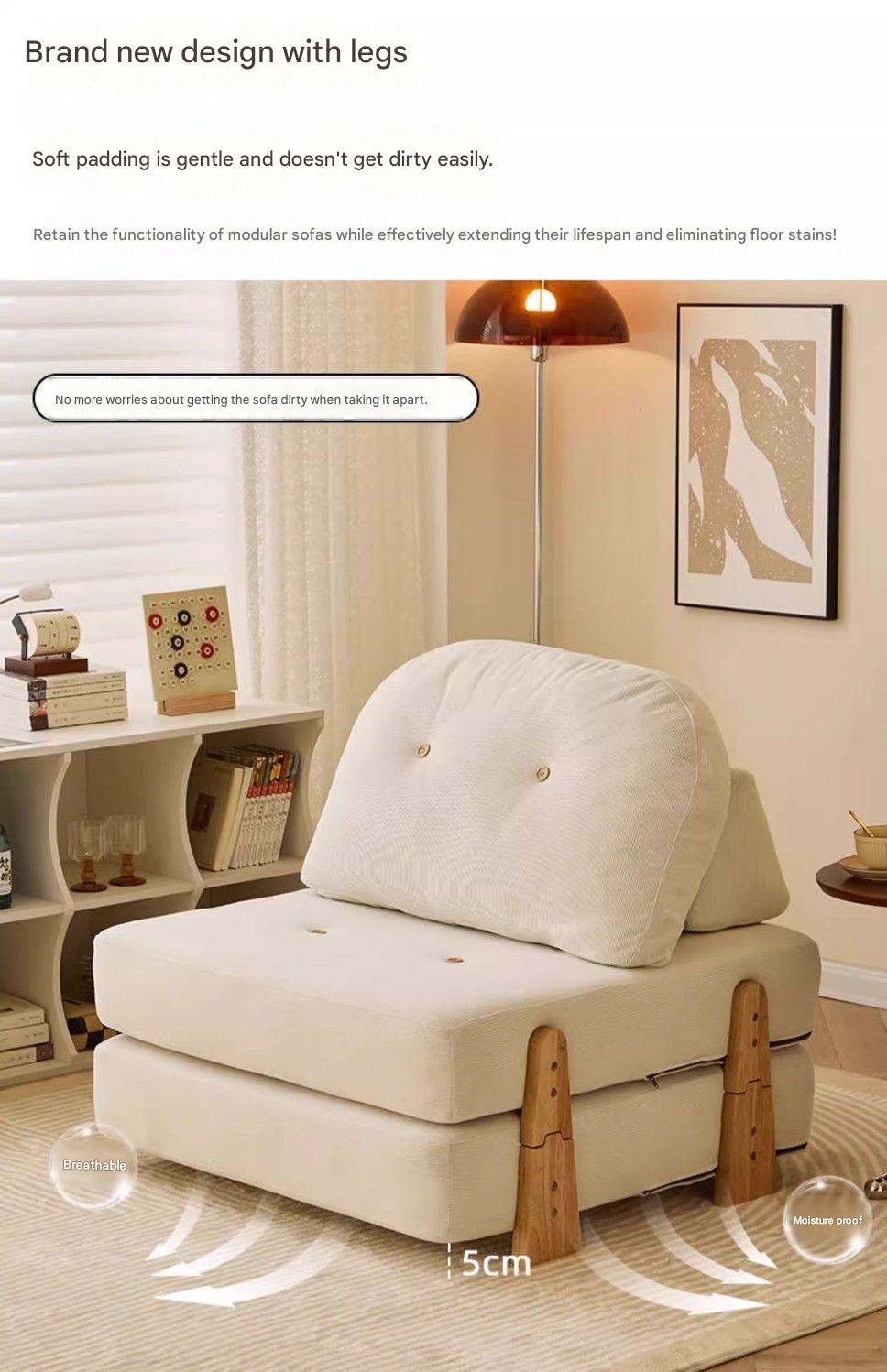 Luxury Fabric Floor Sofa Bed with Backrest