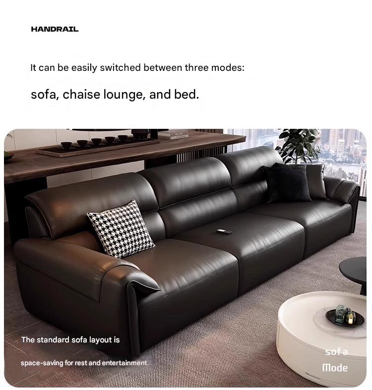 Italian MultiFunctional Retractable Cowhide Electric Leather Sofa