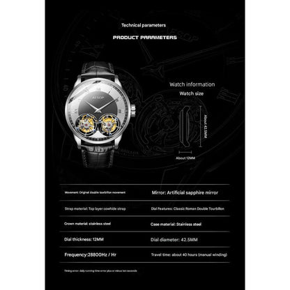 AESOP Double Tourbillon Mechanical Mens Watch 9