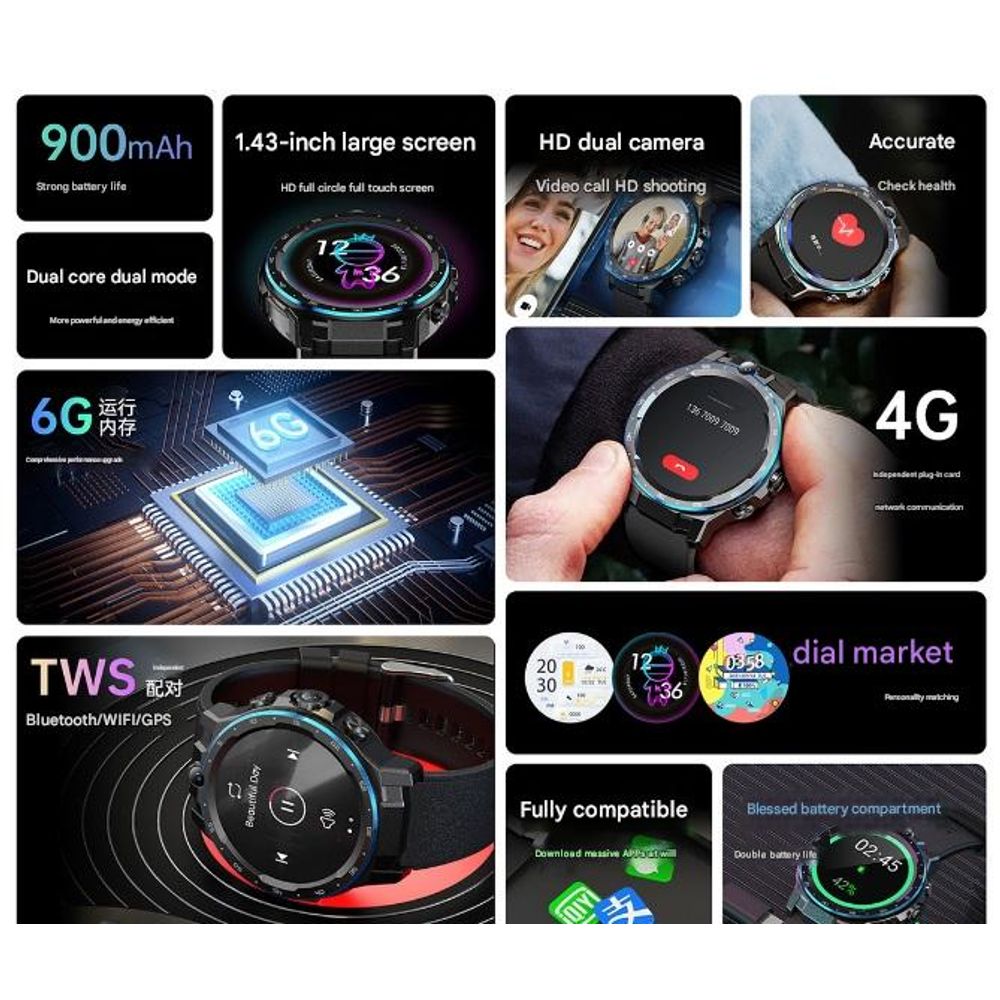 Android 4G HD Screen Camera SIM Smart Watch 3