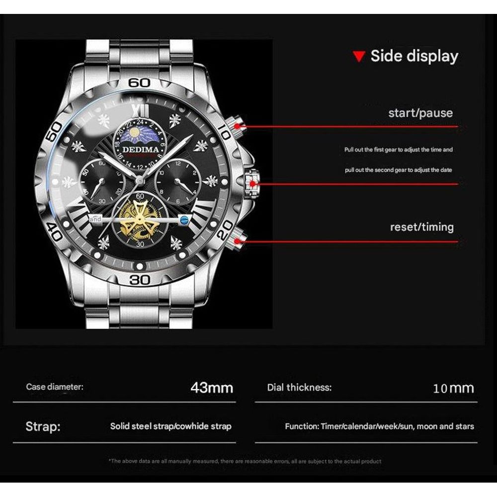 DEDIMA Mens Luminous Flywheel Quartz Watch 8