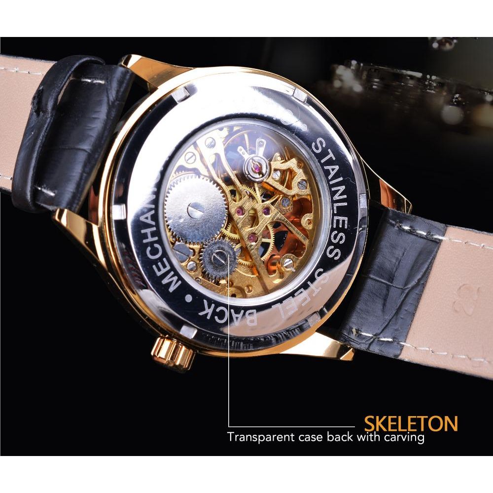 FORSINING Mens Retro Golden Watch 3