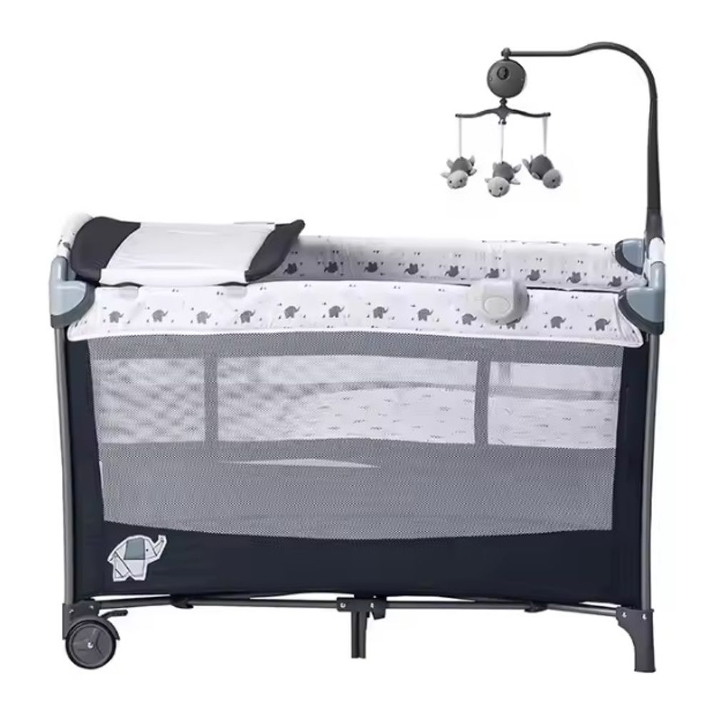 Foldable Baby Playpen With Music Toy Rack 1