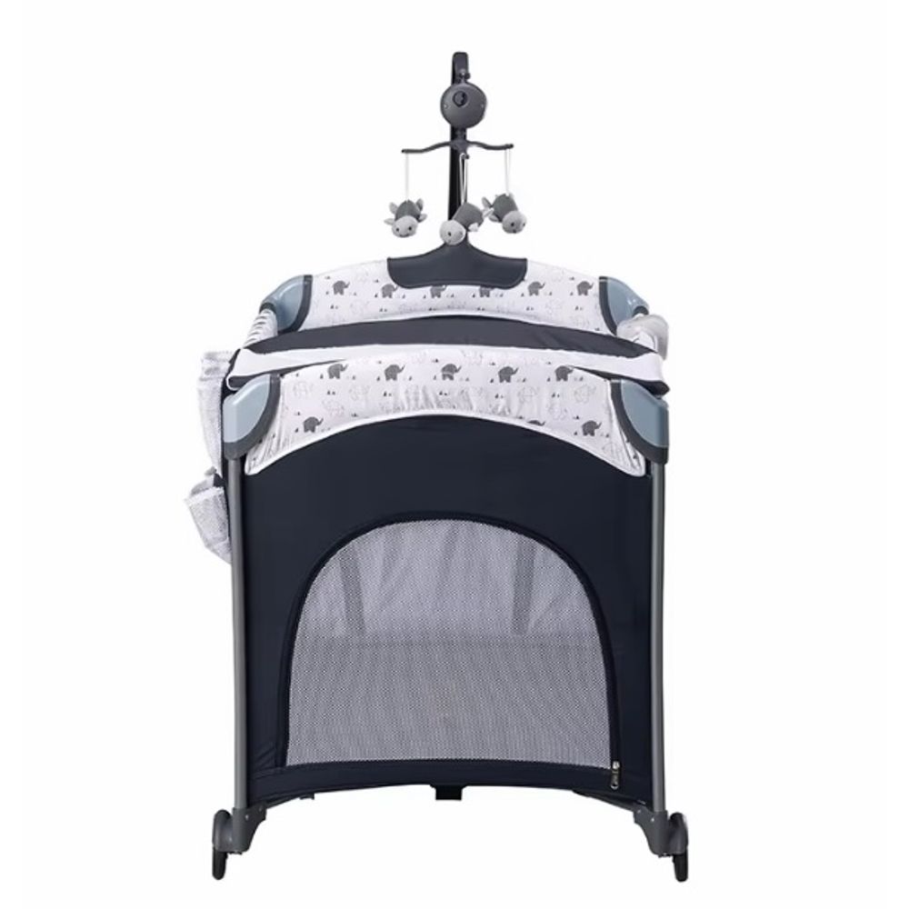 Foldable Baby Playpen With Music Toy Rack 4