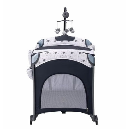 Foldable Baby Playpen With Music Toy Rack 4