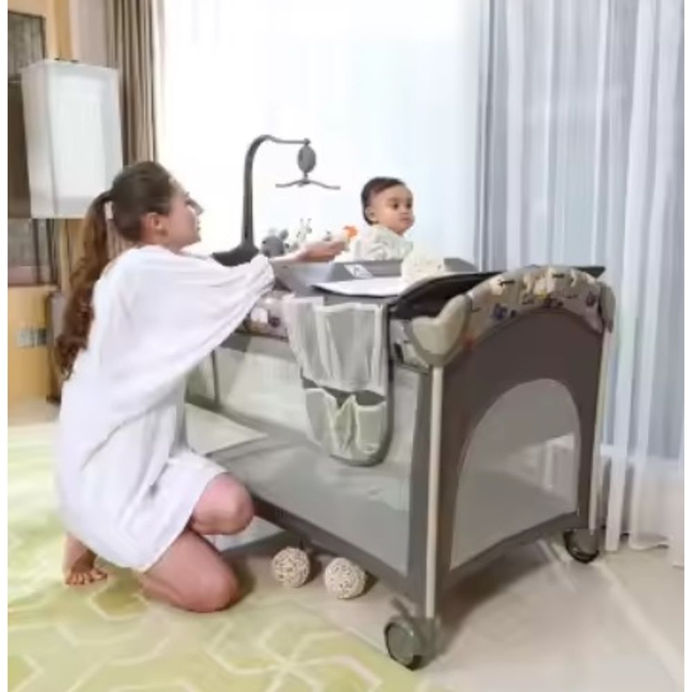 Foldable Baby Playpen With Music Toy Rack 8