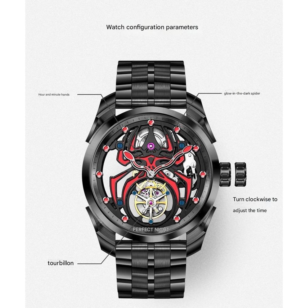 IDEALKNIGHT Spider Luminous Tourbillon Mechanical Mens Watch 8