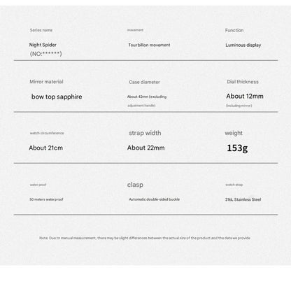 IDEALKNIGHT Spider Luminous Tourbillon Mechanical Mens Watch 9