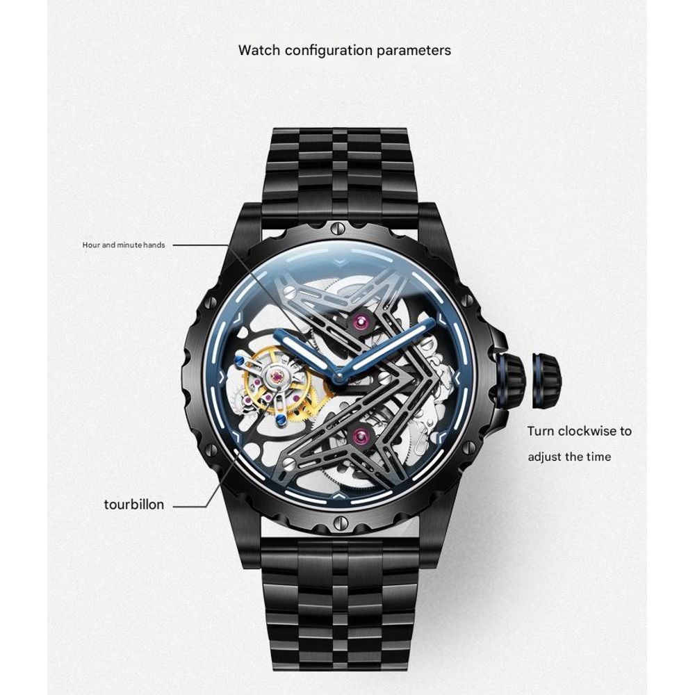IDEALKNIGHT Tourbillon Automatic Mechanical Mens Watch 7