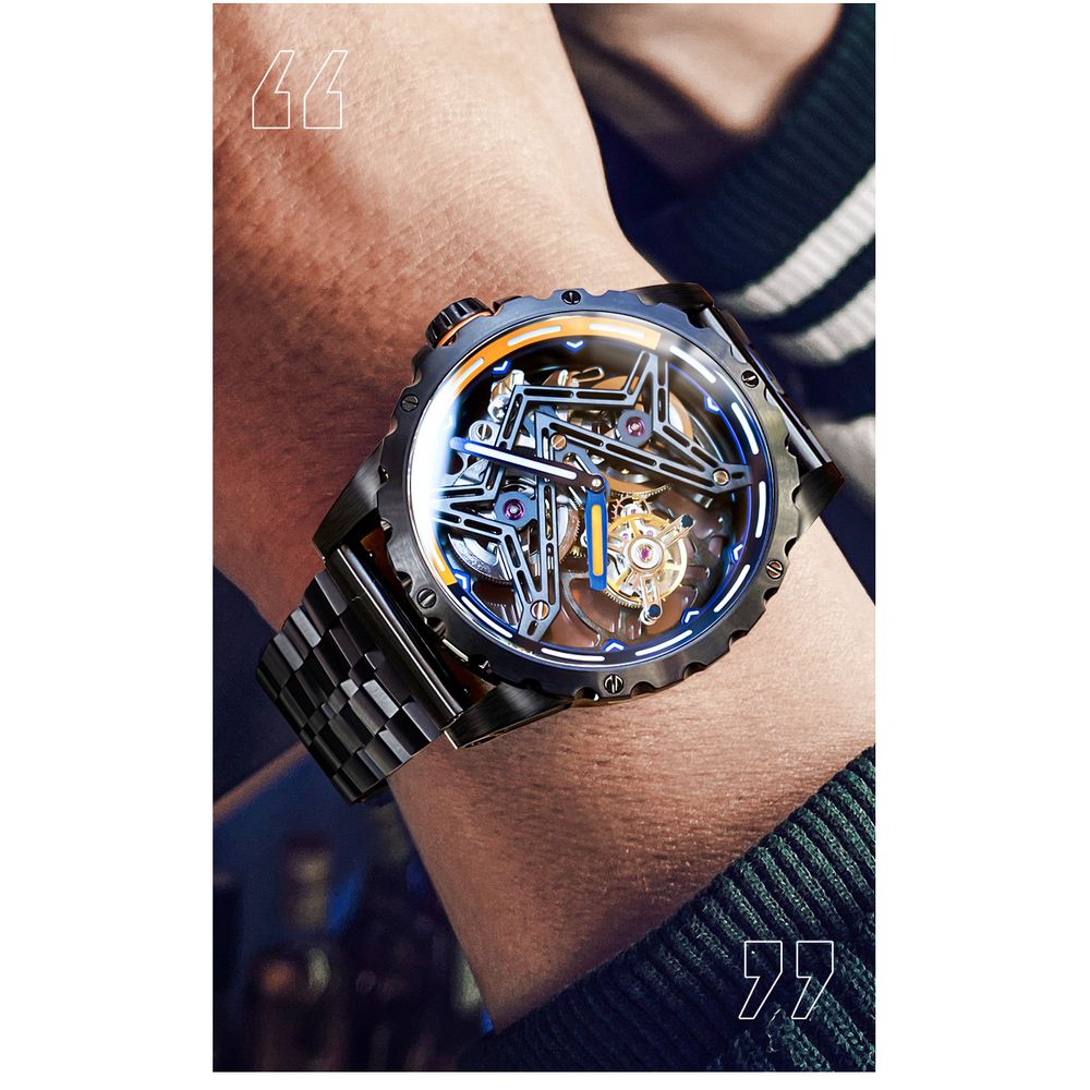 IDEALKNIGHT Tourbillon Automatic Mechanical Mens Watch 9