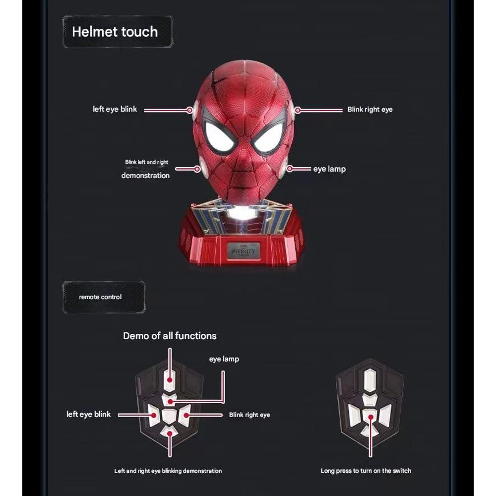 Iron Spiderman 1:1 Wearable Helmet with Display Base 8