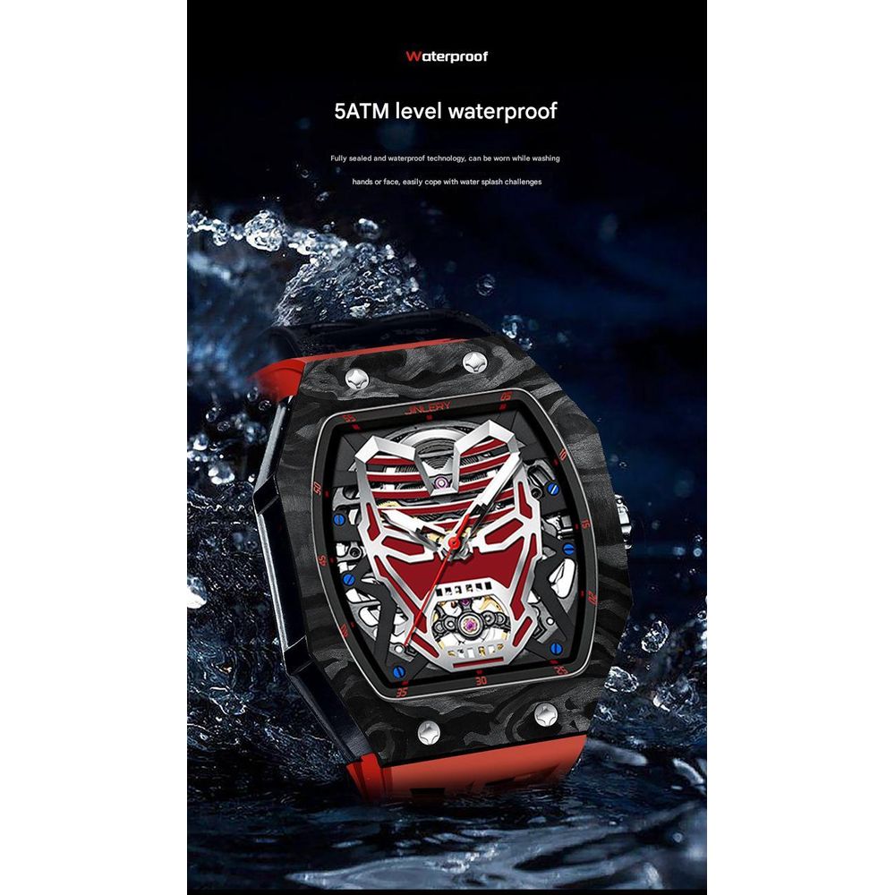 JINLERY Ironman Barrel-Shaped Luminous Mechanical Watch 6