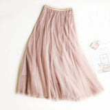 Korean Elastic Mid-Length Mesh Skirt 1