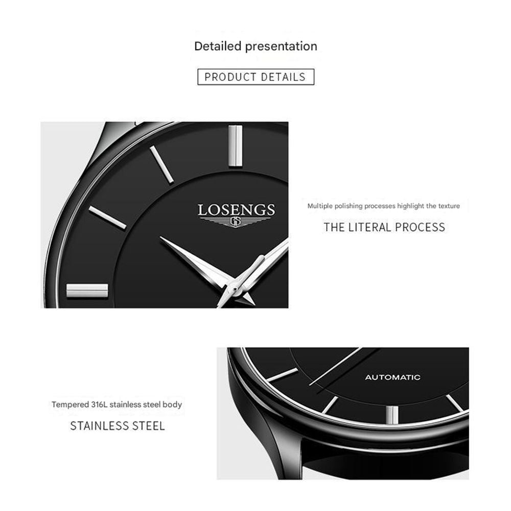 LOSENGS Automatic Genuine Leather Belt Mechanical Watch 8