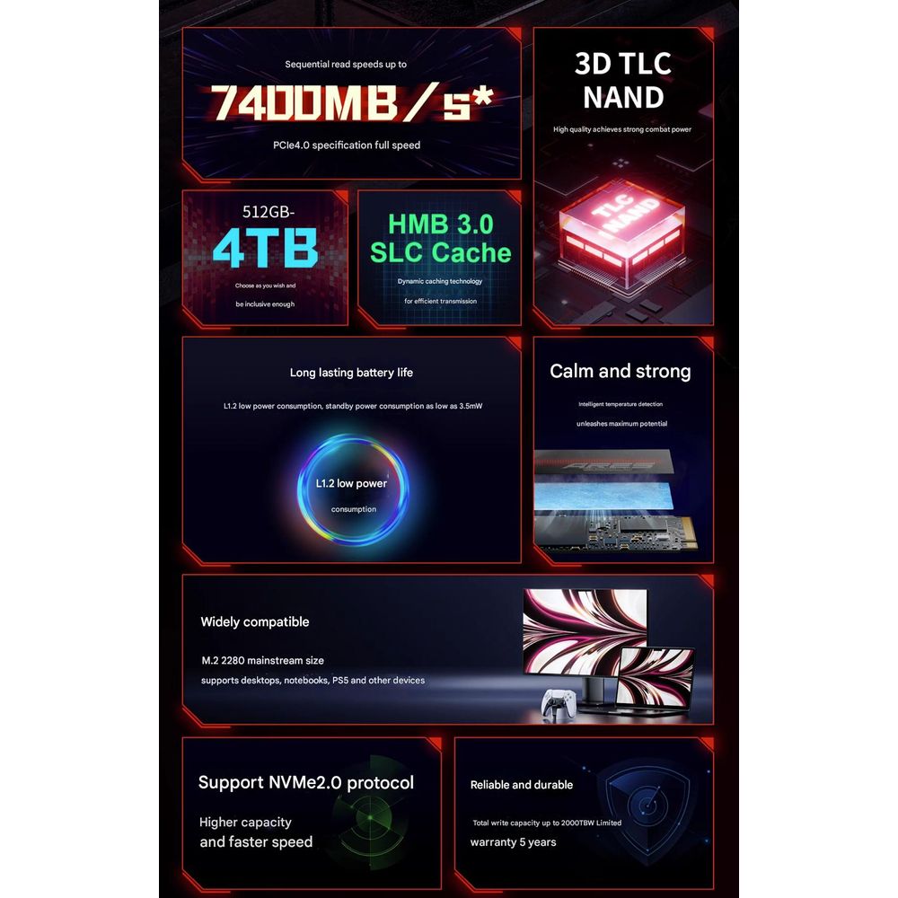 Lexar M.2 2280 PCIe Gen4x4 4TB NVME Solid State Drive 3