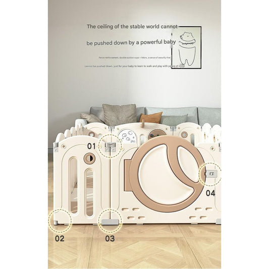 Luxury Beige Baby Fence Set with Horse & Ball Pool 2