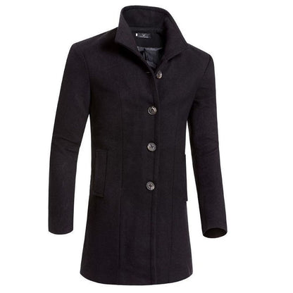 Men Winter Woolen Long Coat Jacket 1