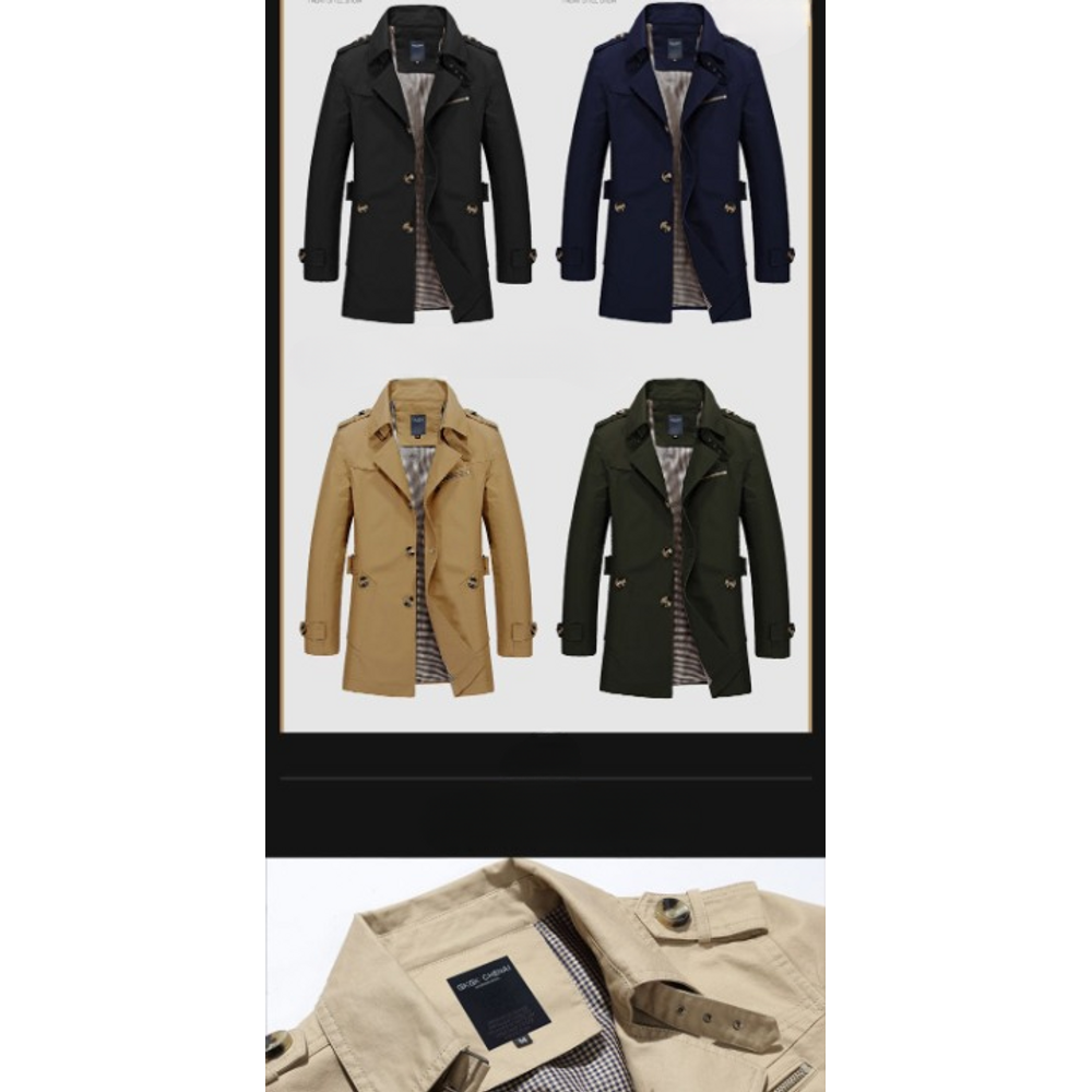 Mens Casual Pure Cotton Long Jacket 7