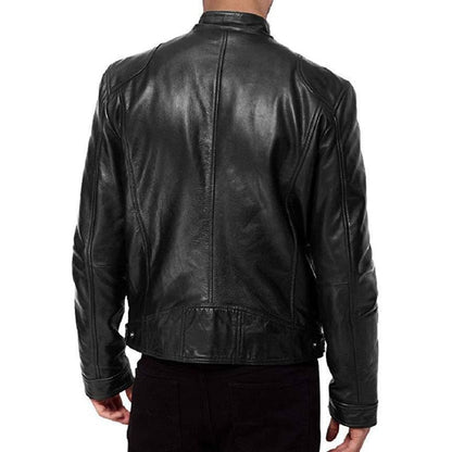 Mens Coller Slim Leather Jacket 4