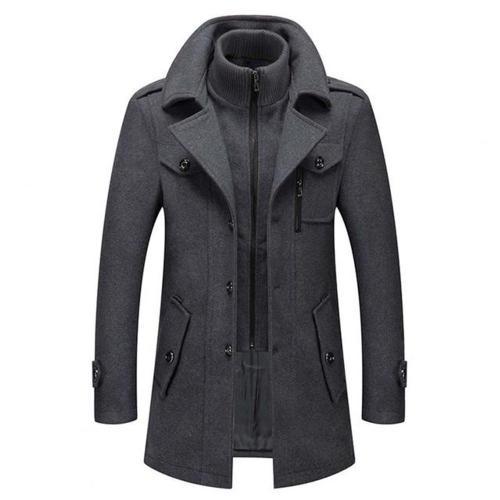 Mens Double Collar Thick Oversized Woolen Jacket 1