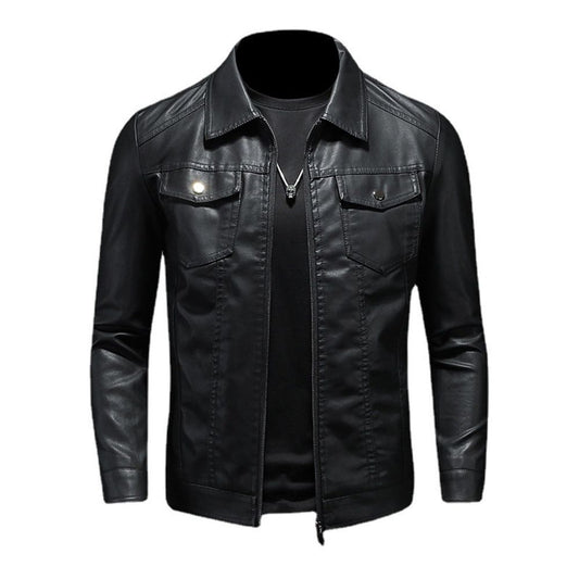 Mens Leather Velvet Thickened Jacket 1