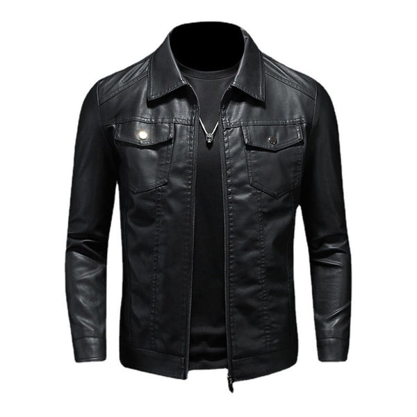 Mens Leather Velvet Thickened Jacket 1