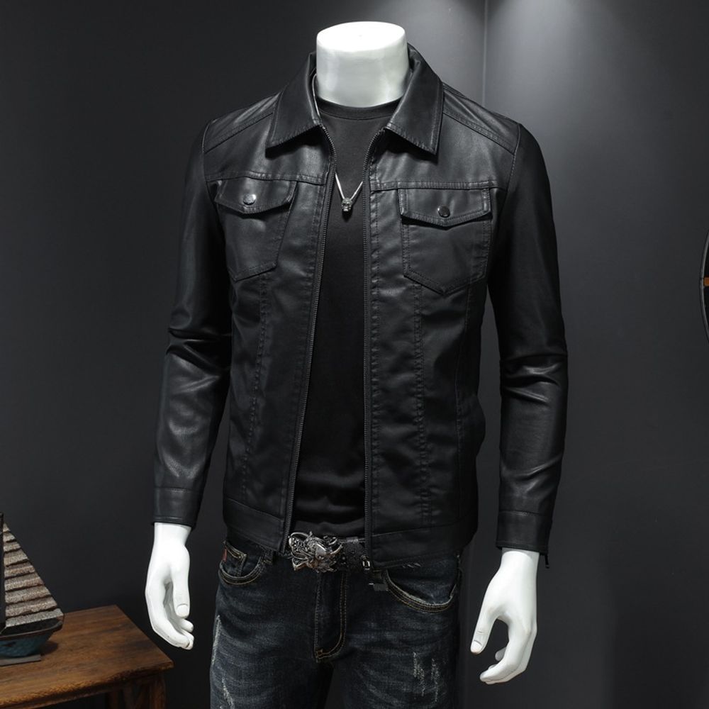 Mens Leather Velvet Thickened Jacket 2
