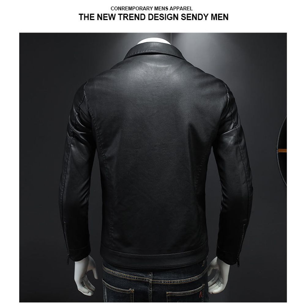 Mens Leather Velvet Thickened Jacket 4