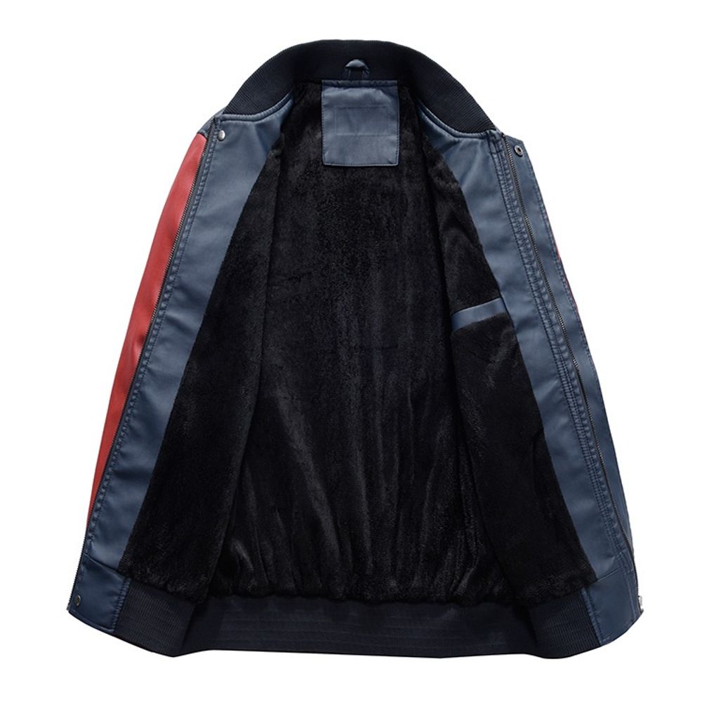 Mens Plush Leather Riding Jacket 2