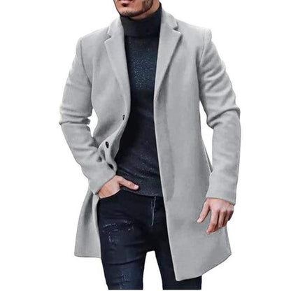 Mens Windbreaker Woolen Long Coat 3