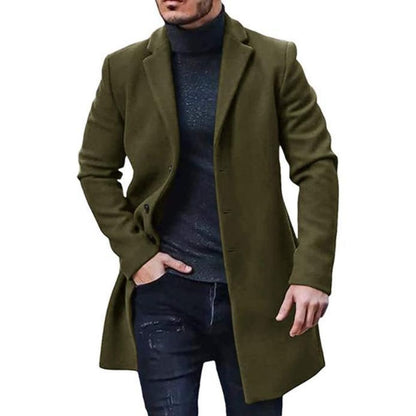Mens Windbreaker Woolen Long Coat 4