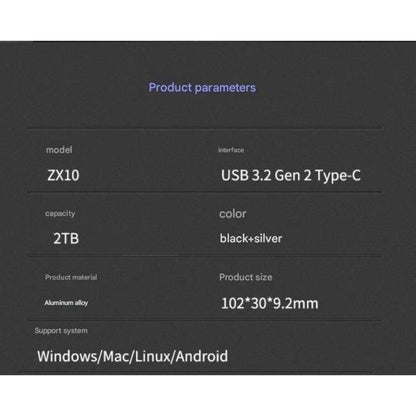 Netac ZX10 2TB Mobile Hard Disk Portable SSD 5