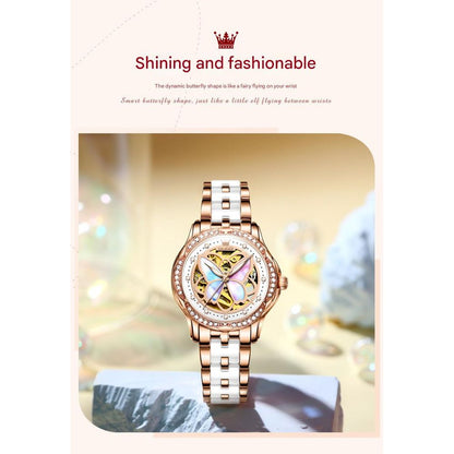 Olys Ceramic Butterfly Pearl Women's Watch 3