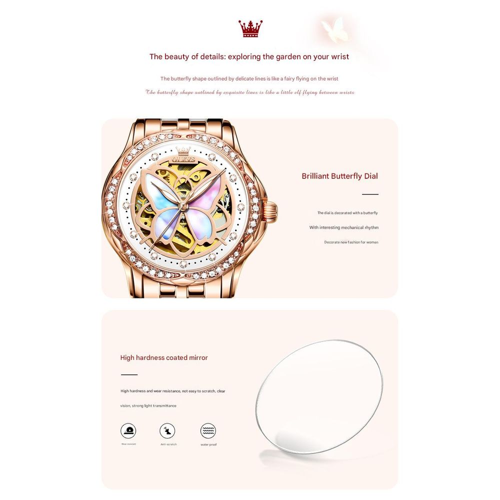 Olys Ceramic Butterfly Pearl Women's Watch 7