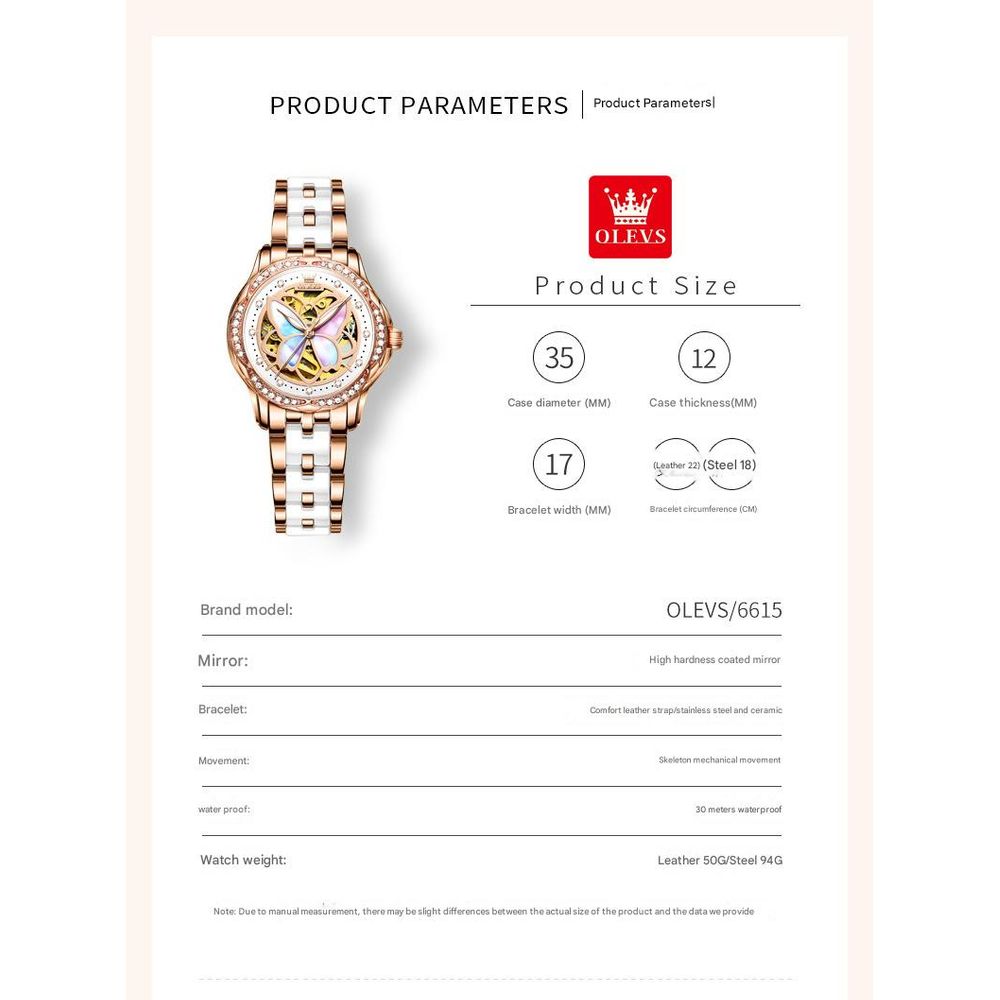 Olys Ceramic Butterfly Pearl Women's Watch 9