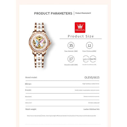 Olys Ceramic Butterfly Pearl Women's Watch 9