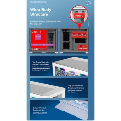 PC ATX Sky Screen Panoramic Cabinet Case 6