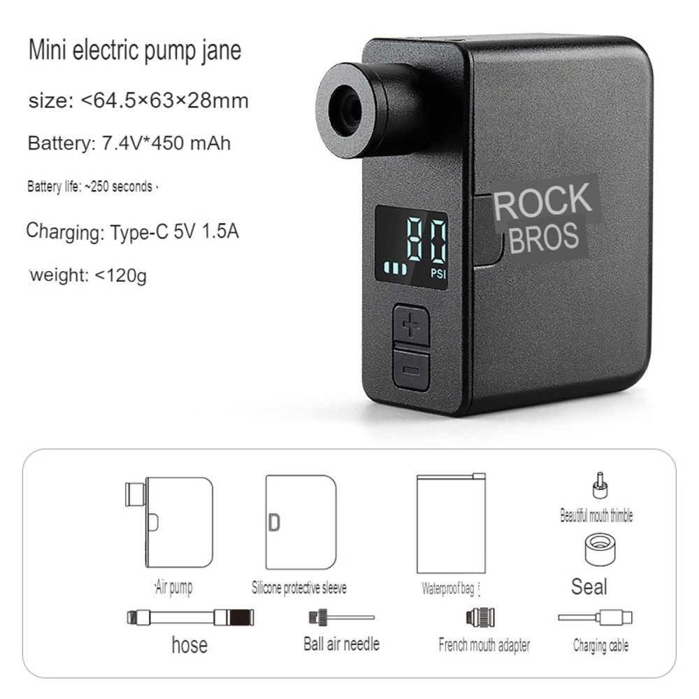 ROCKBROS Mini Electric Air Pump Inflator 9