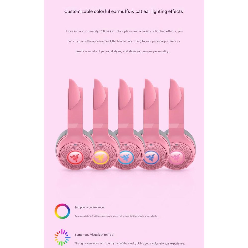 Razer Monster Cute Cat V2 BT Crystal Wireless Bluetooth Headset 7